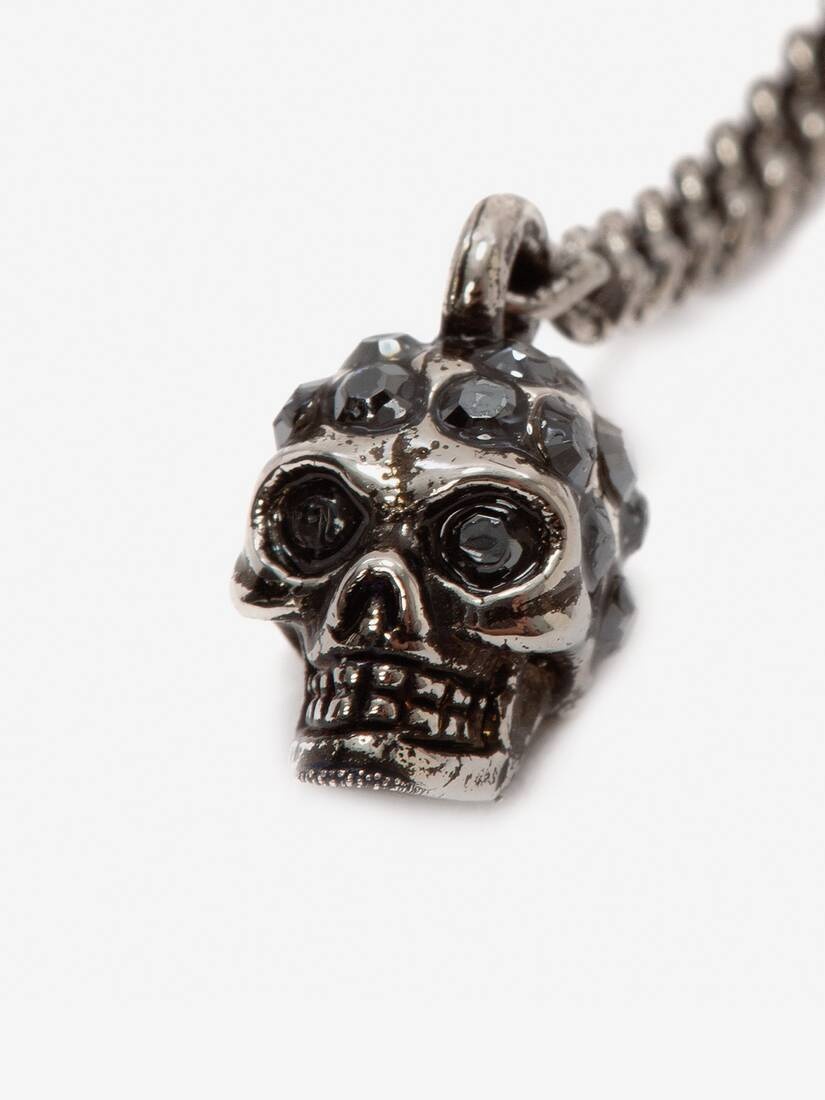 Double-wrap Chain Skull Necklace in Silver - 3