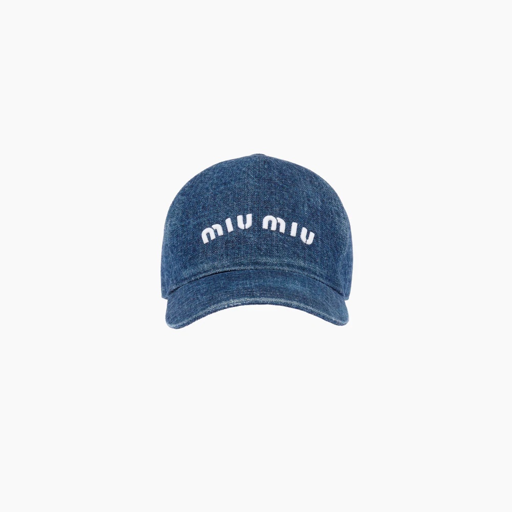 Denim baseball cap with embroidered logo - 1