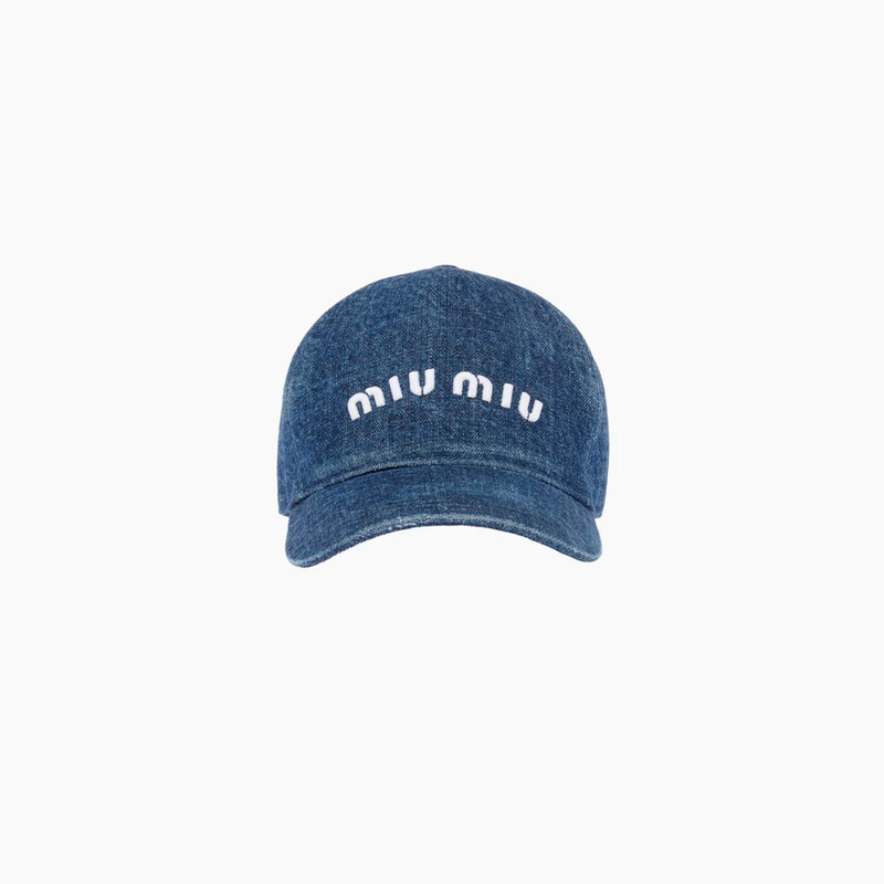Denim baseball cap with embroidered logo 1