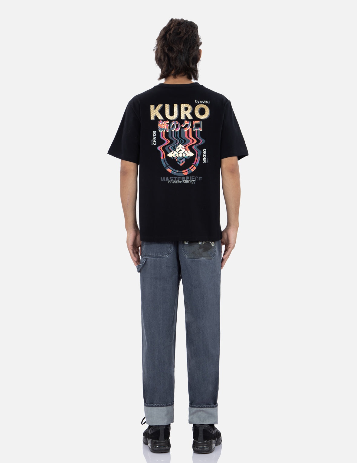 Brush Effect Seagull Print Carrot Jeans - 5
