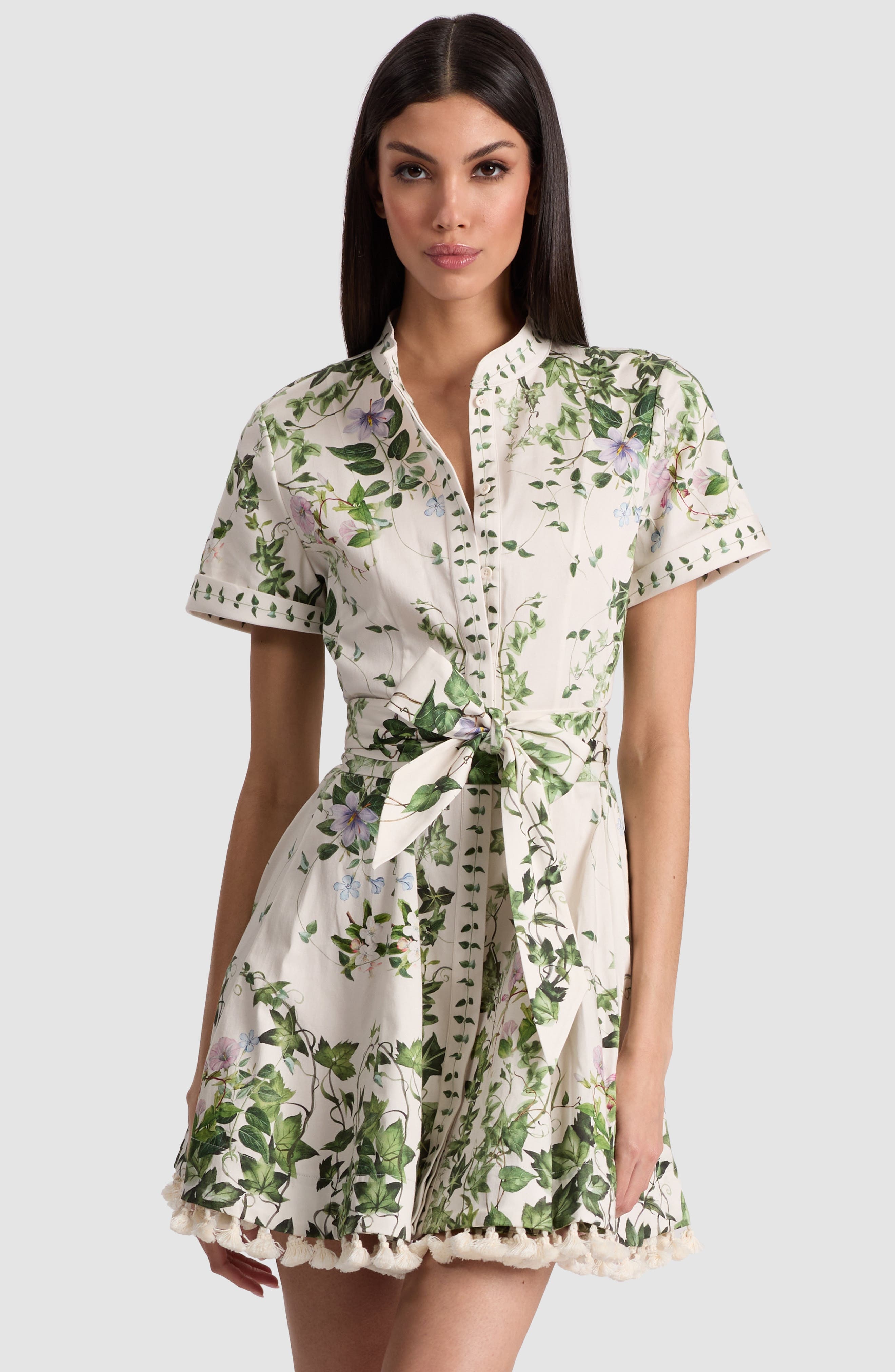Alice + Olivia Lucy Stretch Cotton Mini Shirtdress in Ivy Romance at Nordstrom - 2