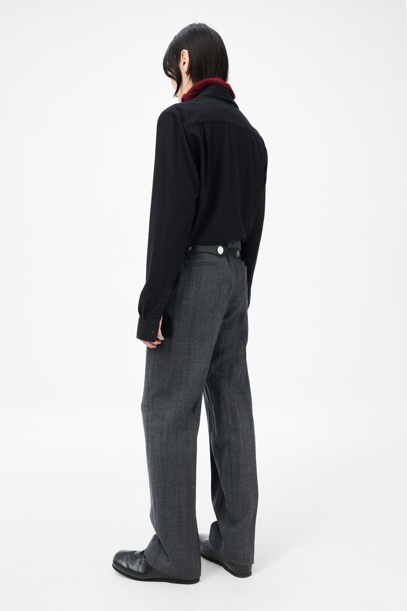 Slack Trouser Stone Grey Plisse Wool 4