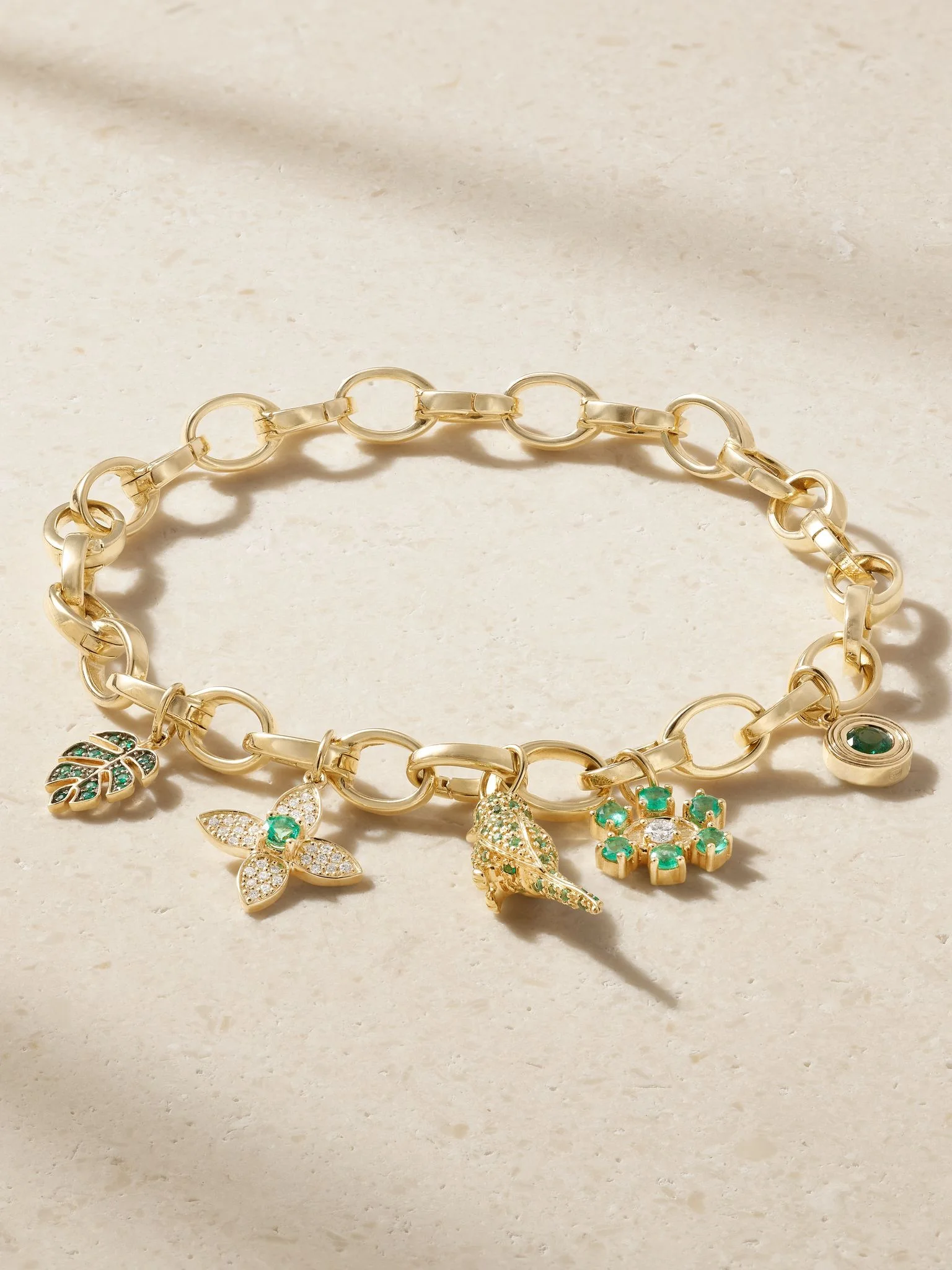 14-karat gold, diamond and emerald bracelet Green - 1