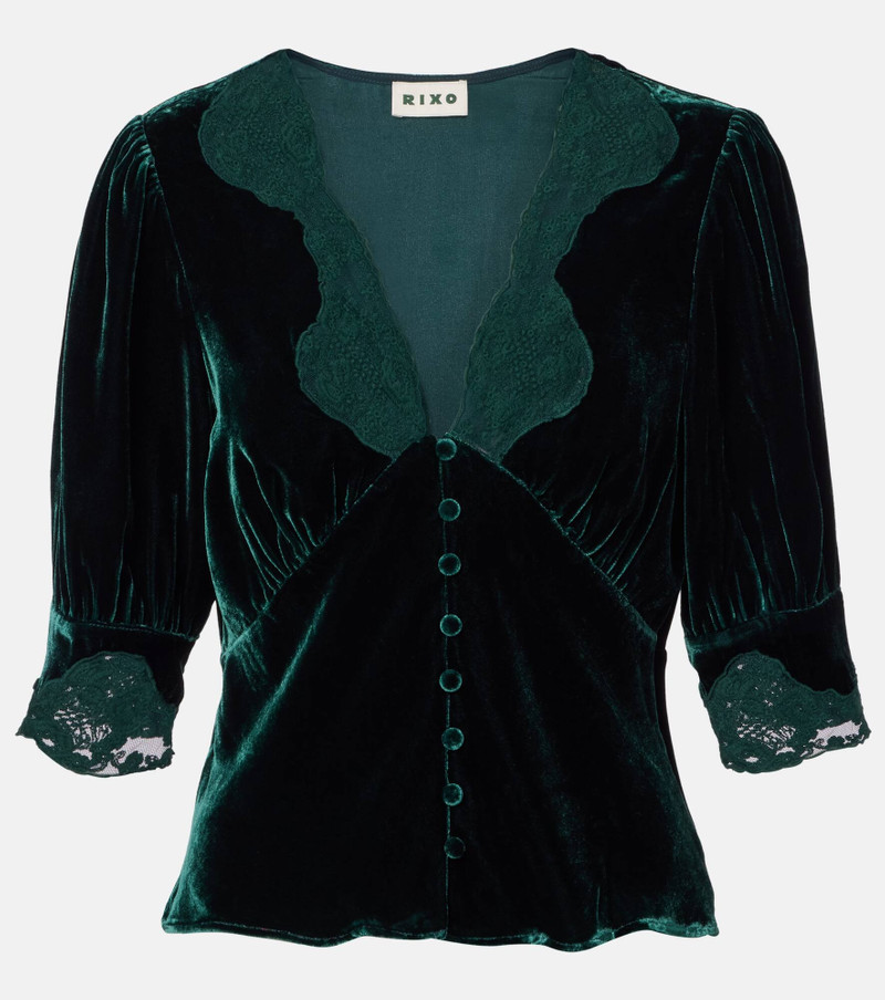 Amanda lace-trimmed velvet top 1
