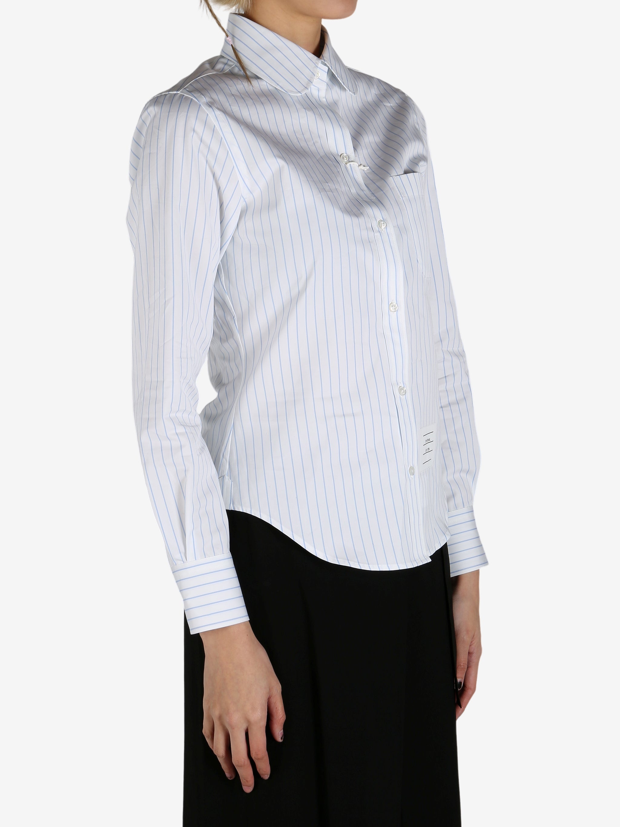 THOM BROWNE - Women Classic Long Sleeve Round Collar Shirt - 2