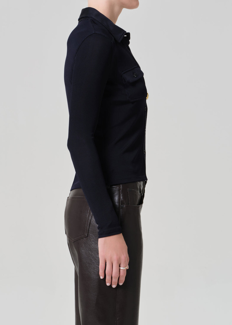 Clea Shrunken Shirt In Navy 4