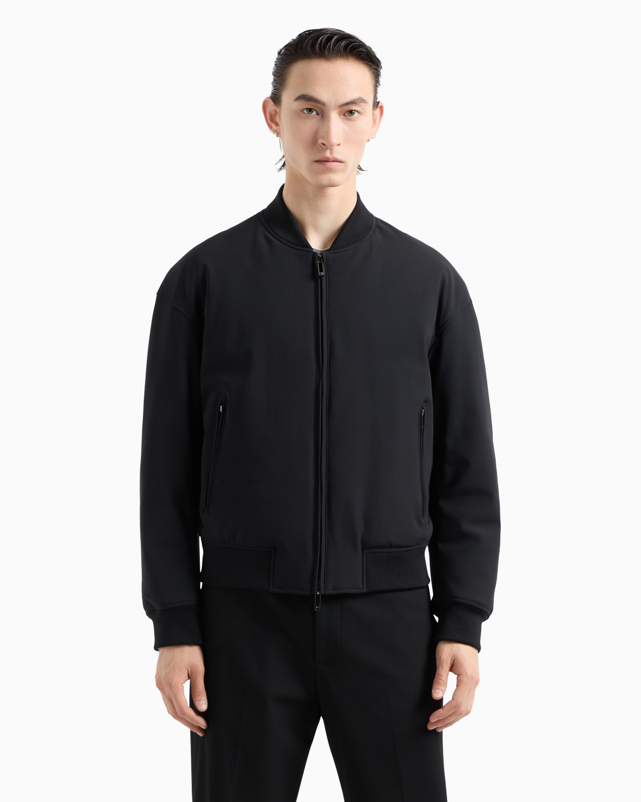 Zipped bomber jacket in technical stretch nylon - 2