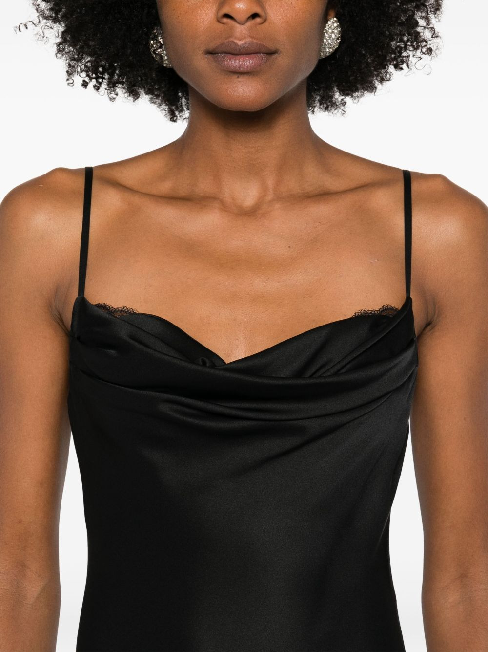 drape-neck midi dress - 5