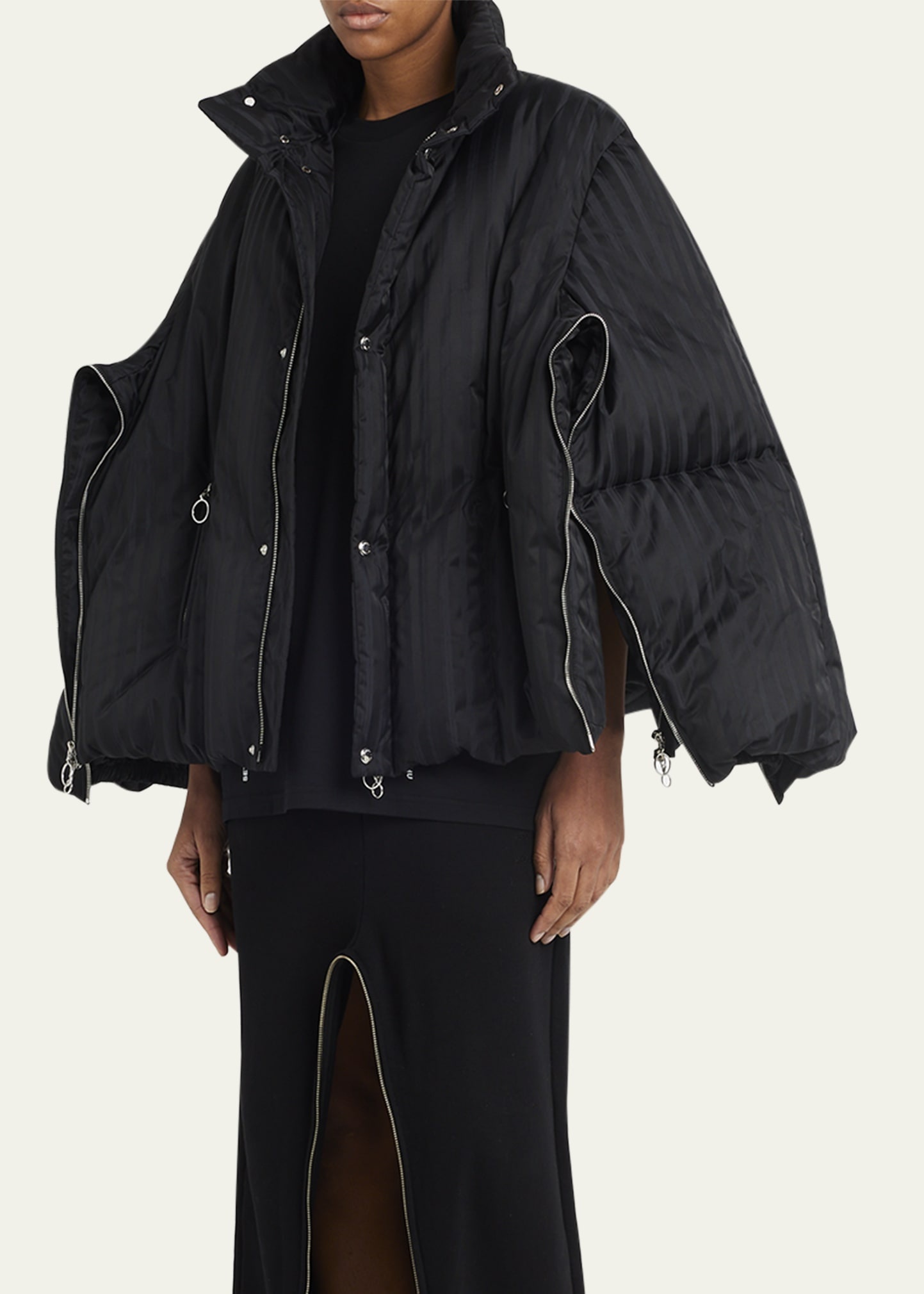 Jacquard Stripe Down Hooded Jacket - 4