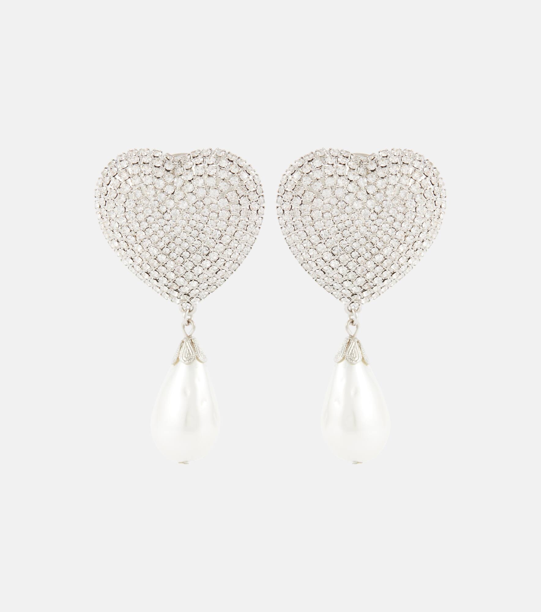 Embellished faux pearl clip-on earrings - 1