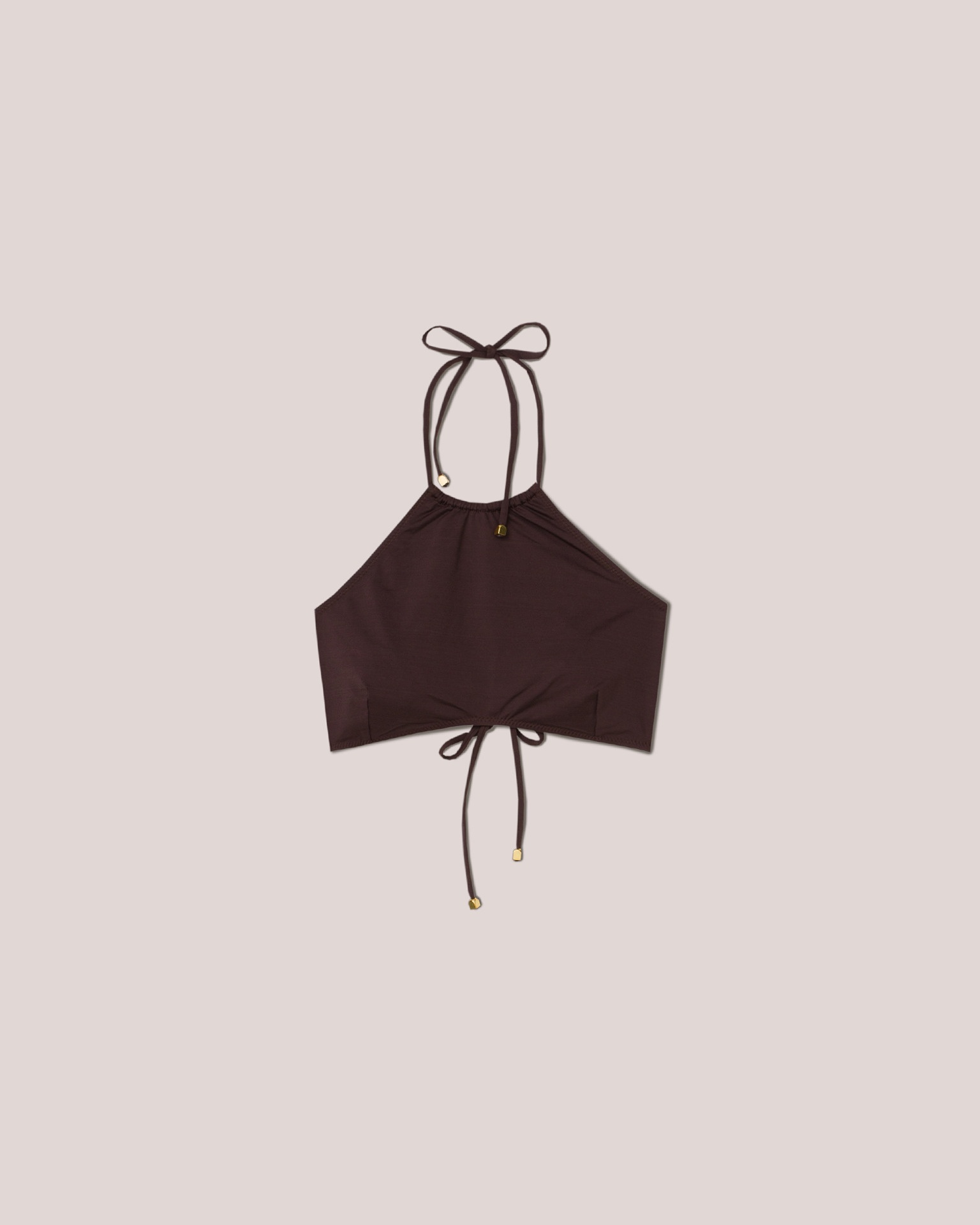 JALISA - Matte-stretch bikini top - Brown - 1