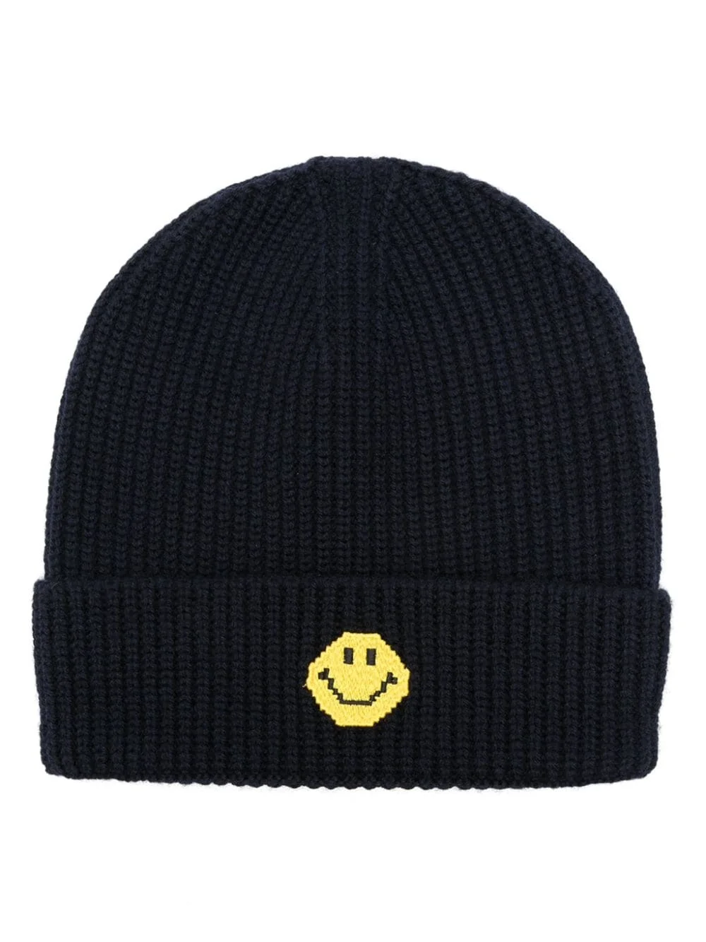 smiley face-patch beanie - 1