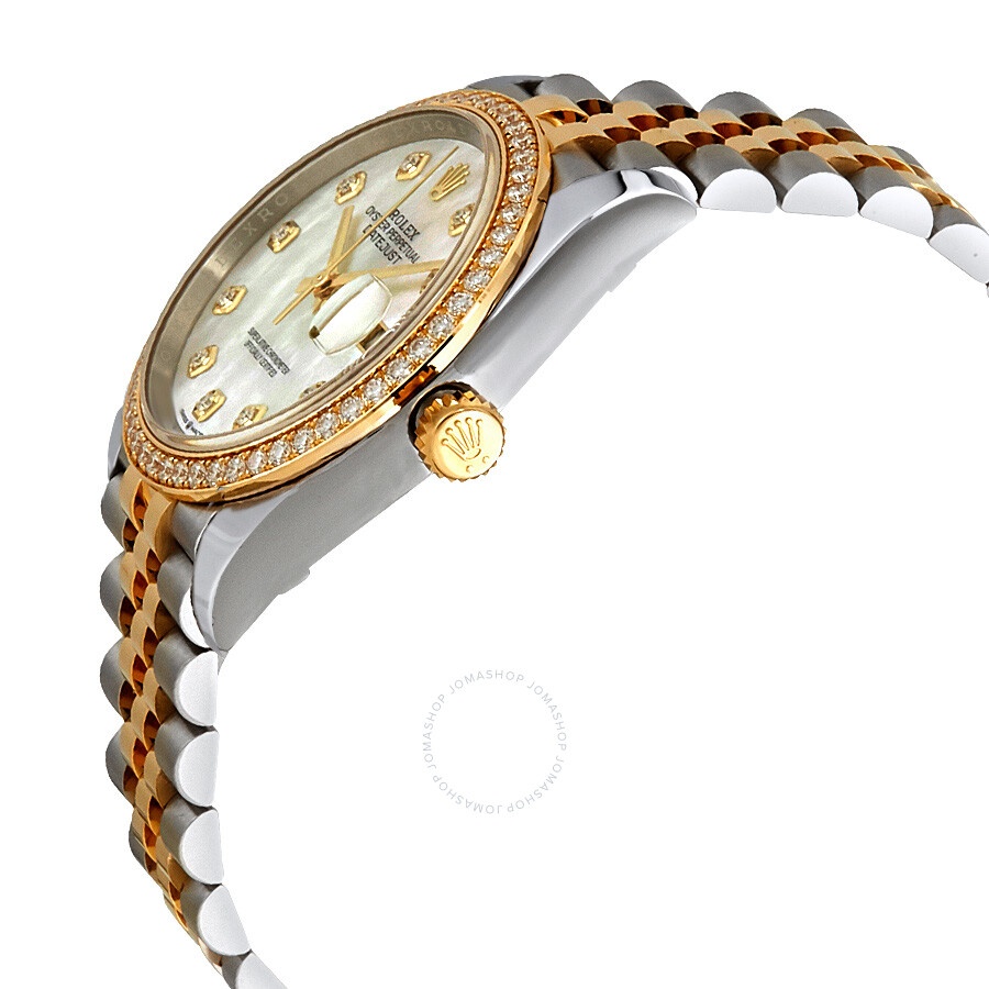 Rolex Datejust 36 Mother of Pearl Diamond Dial Ladies Steel and 18kt Yellow Gold Jubilee Watch 12628 - 2