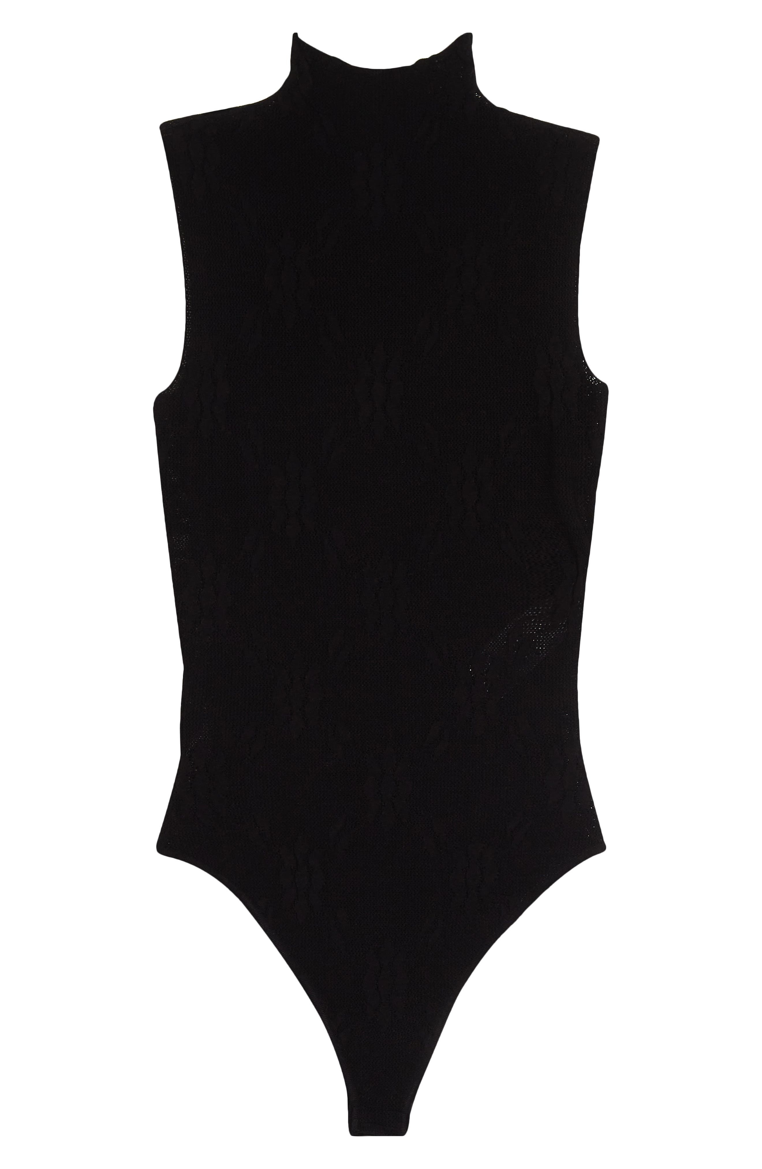 Victoria Beckham Funnel Neck Sleeveless Lace Bodysuit in Black at Nordstrom - 7
