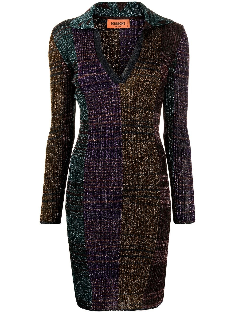 colour-block knitted midi dress - 1