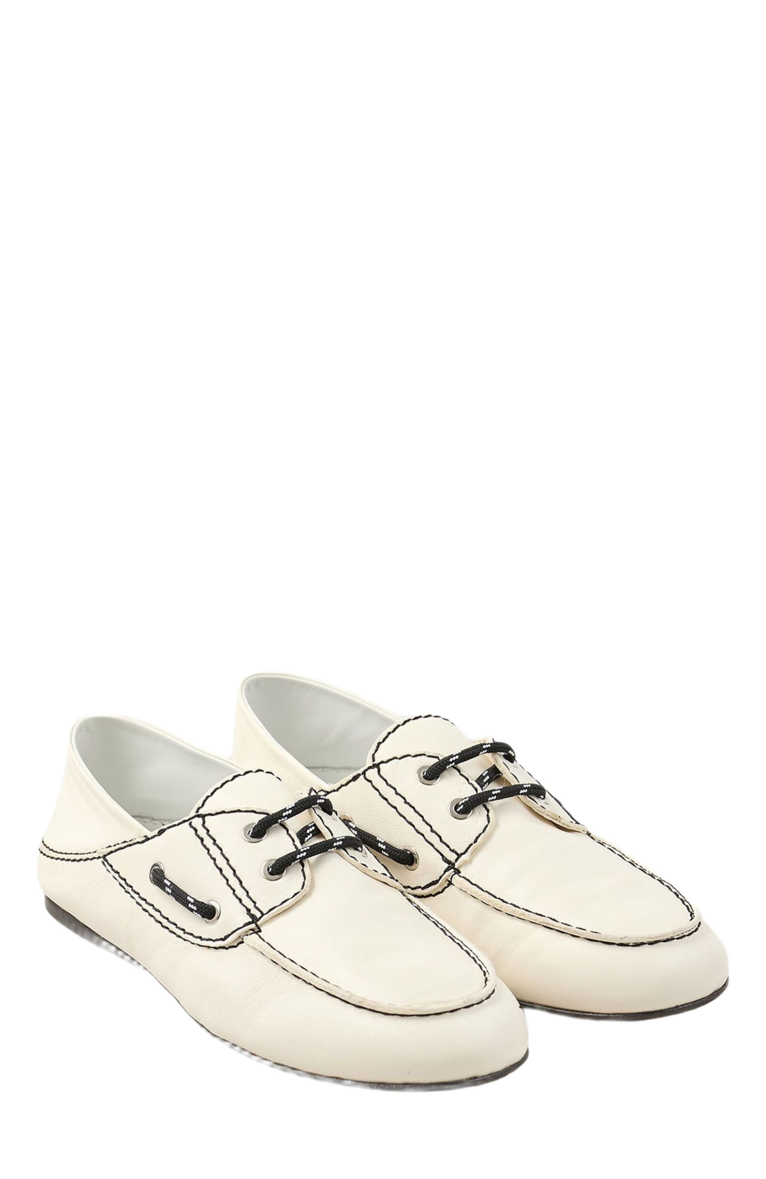 SANDRO Leather boat shoe loafers in White at Nordstrom - 2