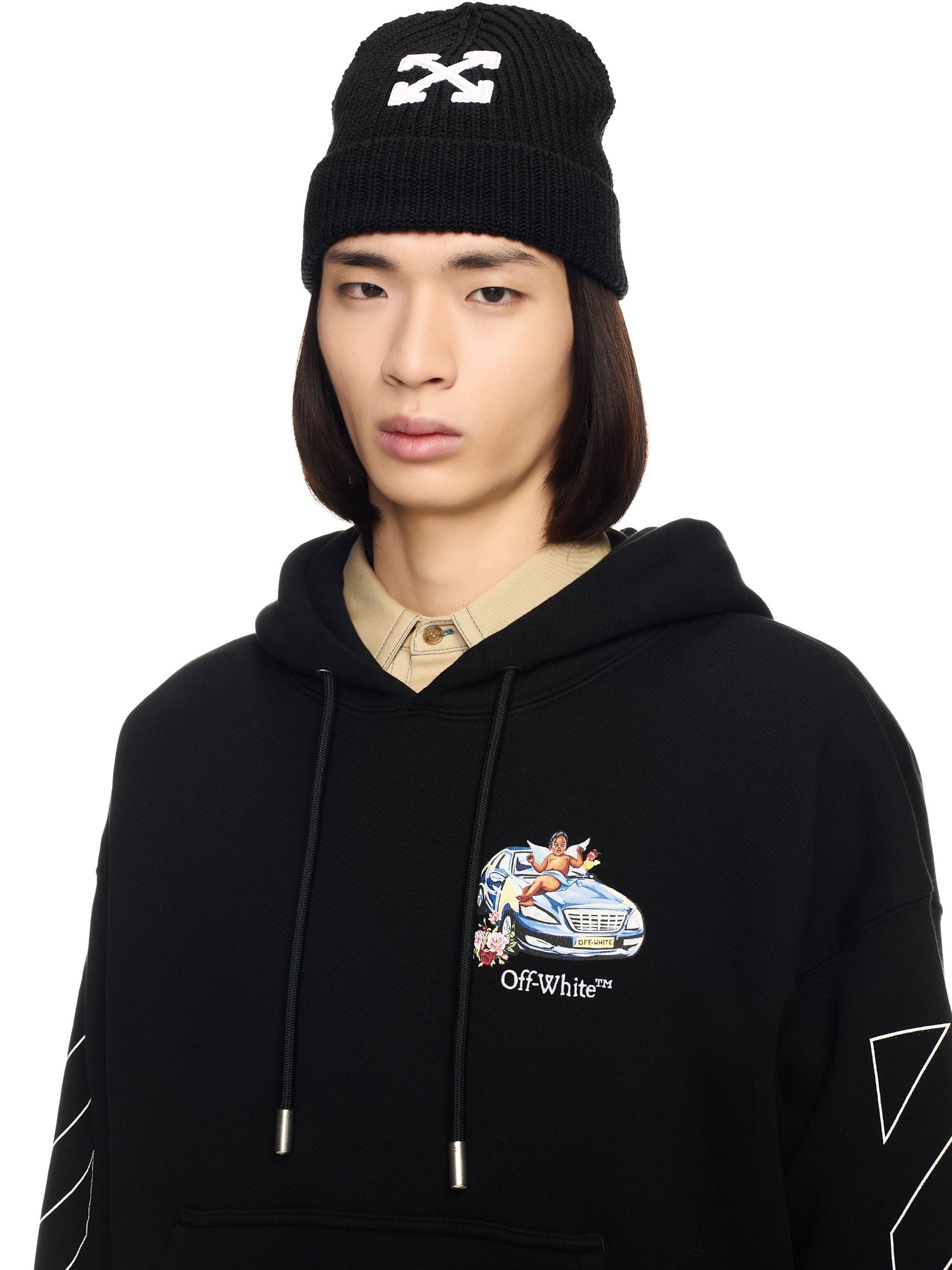 【25SS NEW】Off-White / Black Fresco Arrow スウェットシャツ Off-White Black Fresco Arrow Hoodie | REVERSIBLE