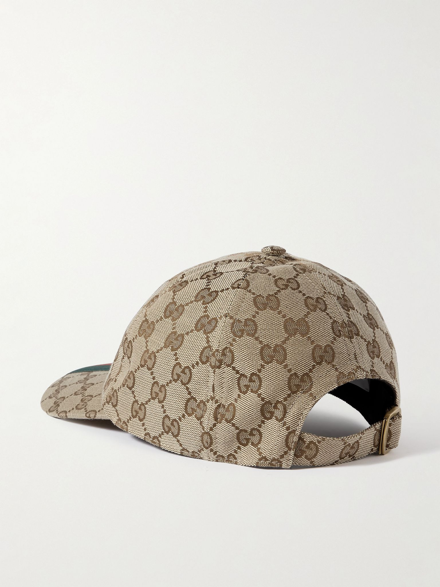 Webbing-Trimmed Monogrammed Canvas Baseball Cap Brown - 3