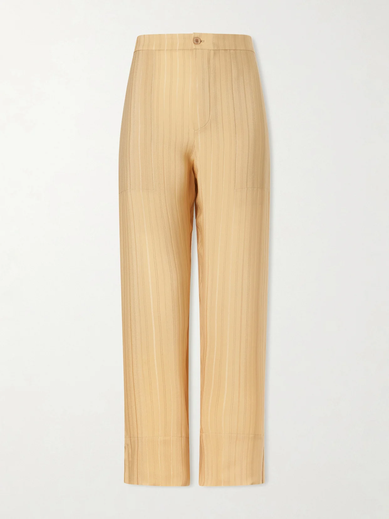 Striped Silk Straight-leg Pants - 1