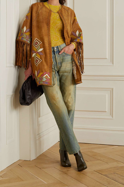 Etro Fringed embroidered suede jacket outlook