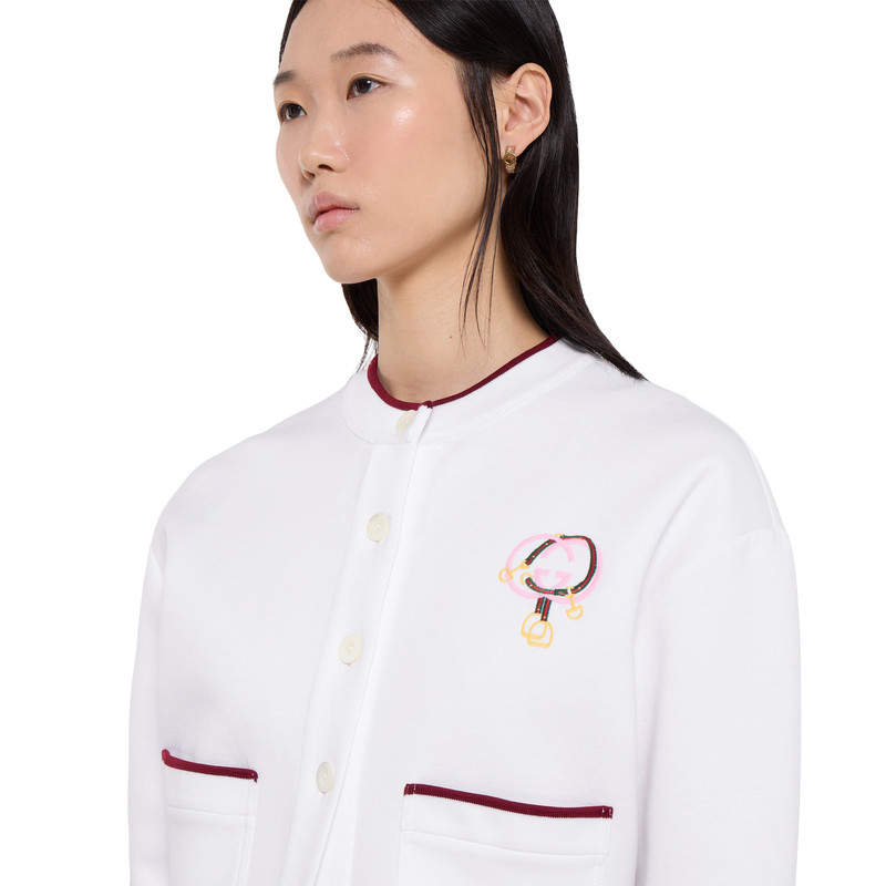 Cotton jersey cardigan with embroidery 3