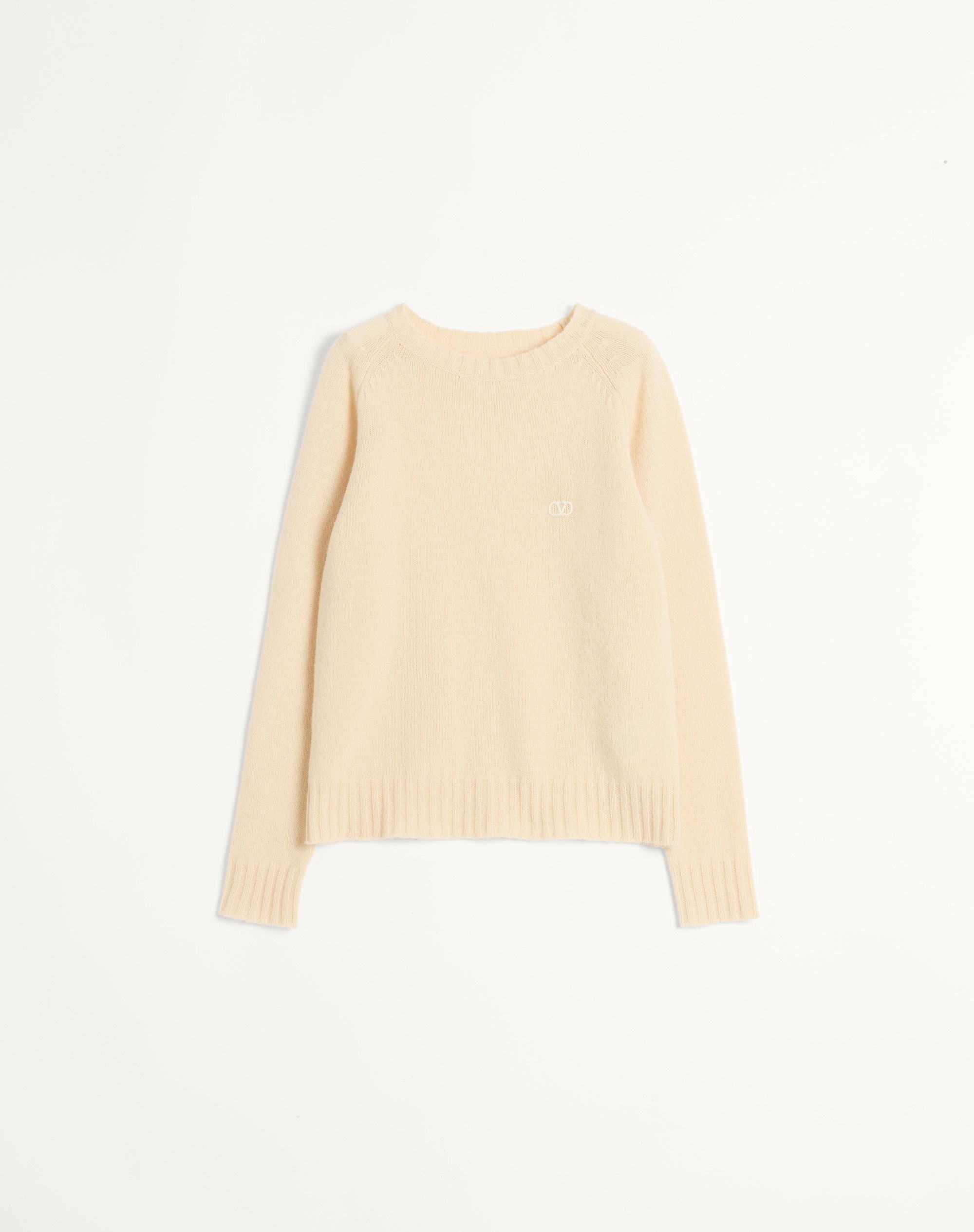 SHETLAND WOOL CREWNECK SWEATER WITH VLOGO EMBROIDERY - 1