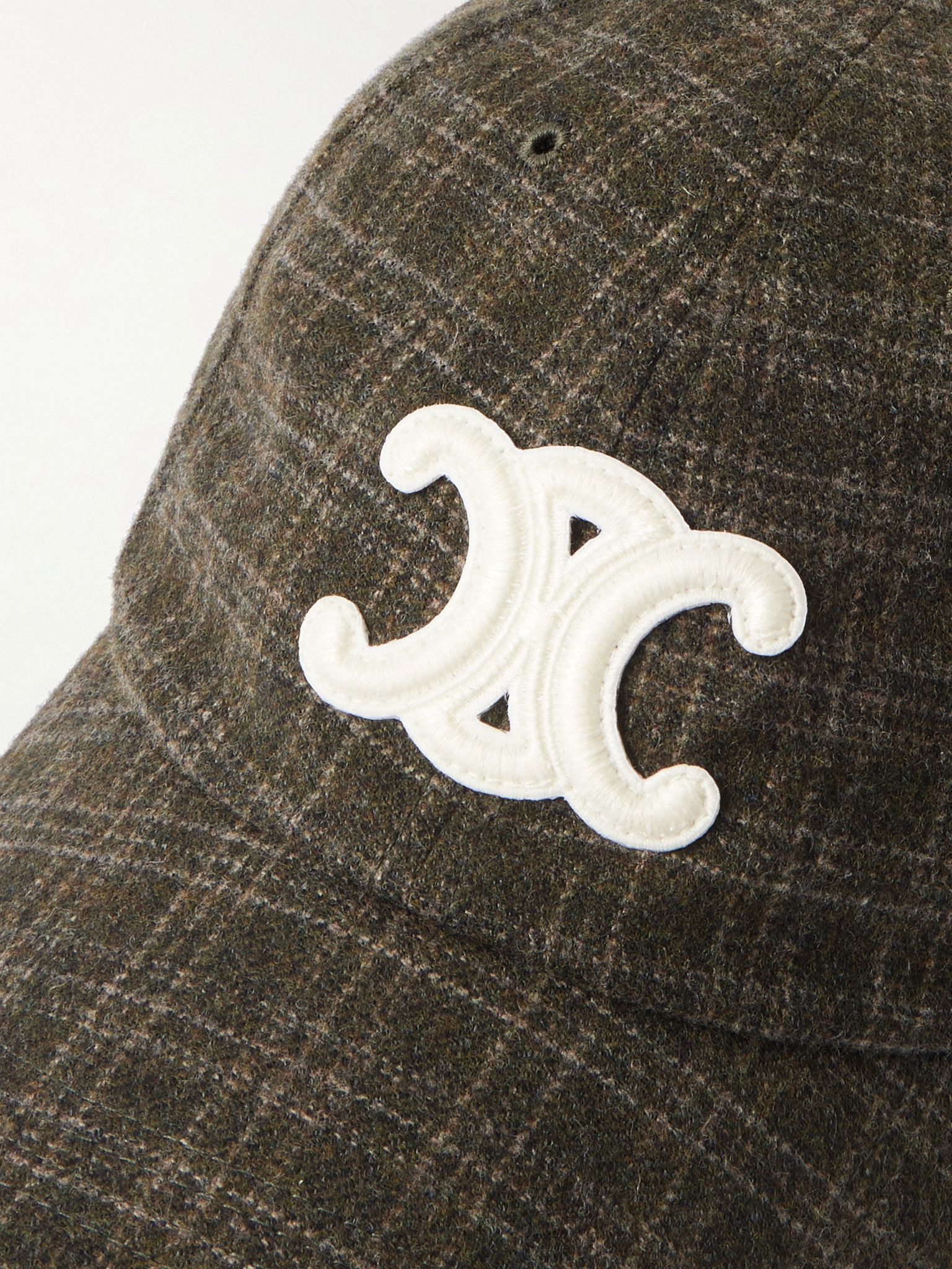 Logo-Appliquéd Checked Wool-Felt Baseball Cap Brown - 4