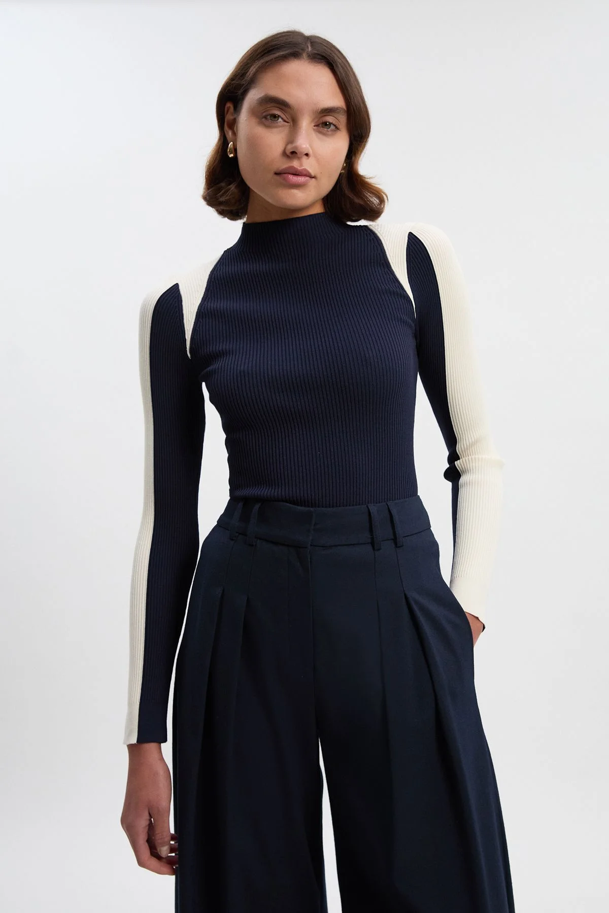 Rib Knit Colour Block Top - 1