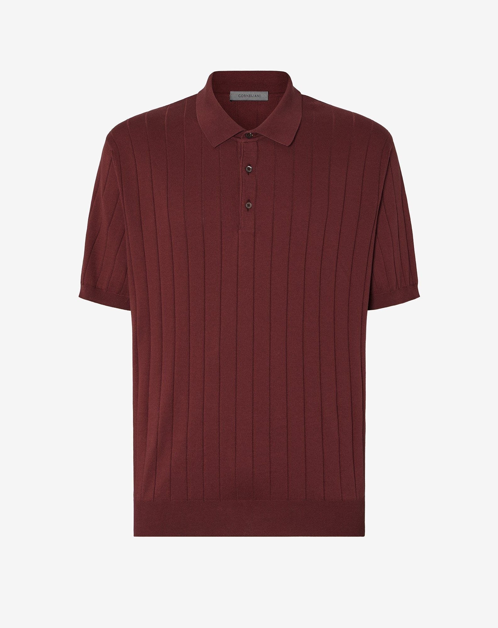 Dark red button-up Pima cotton polo shirt - 3