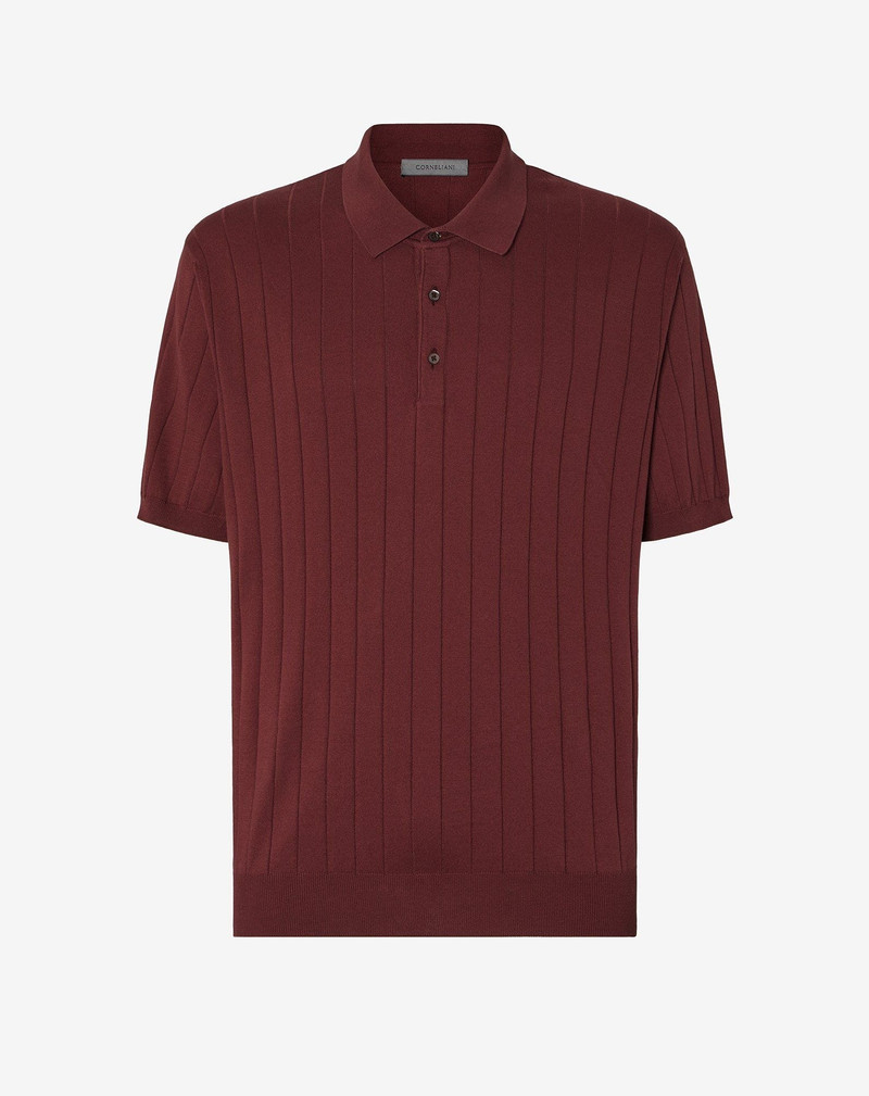 Dark red button-up Pima cotton polo shirt 3