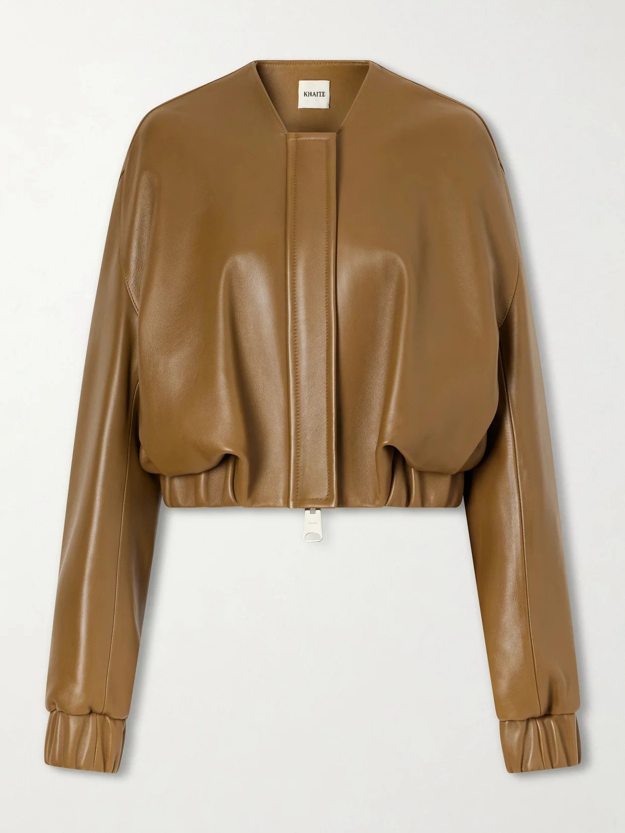 Cordan Cropped Leather Bomber Jacket - 1