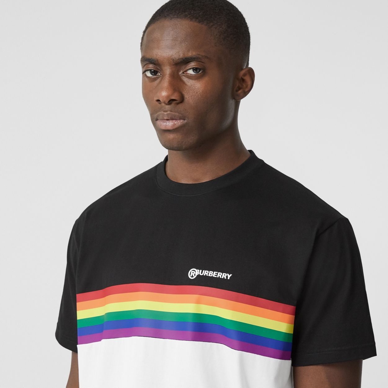 Rainbow Stripe Print Cotton T-shirt – Unisex - 3