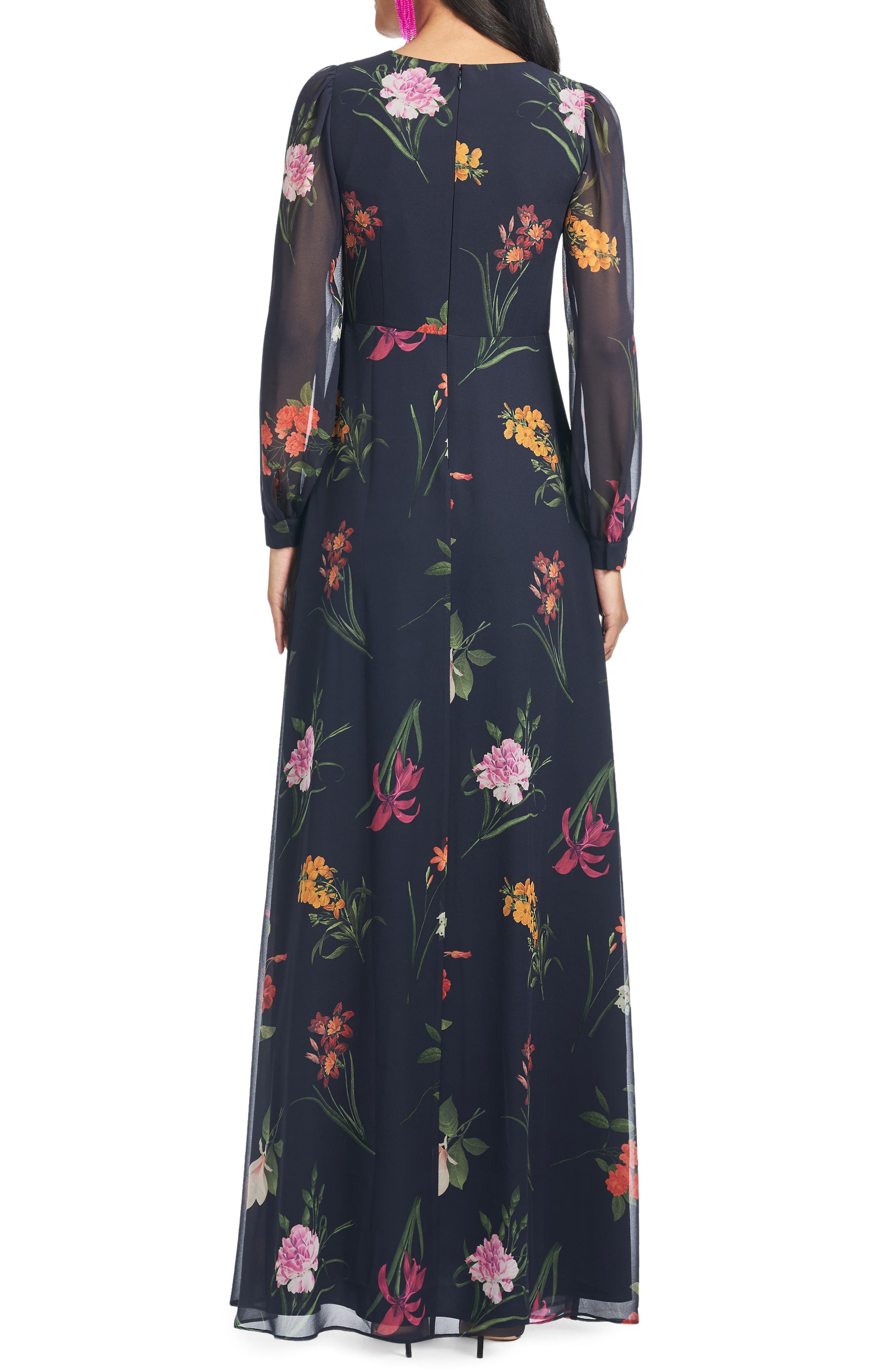 Sachin & Babi Penny Long Sleeve Gown in Dark Midnight Bouquet at Nordstrom - 2