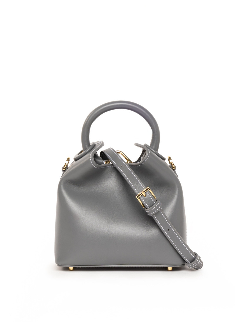 Madeleine Leather Charcoal Grey/White Stitching 3