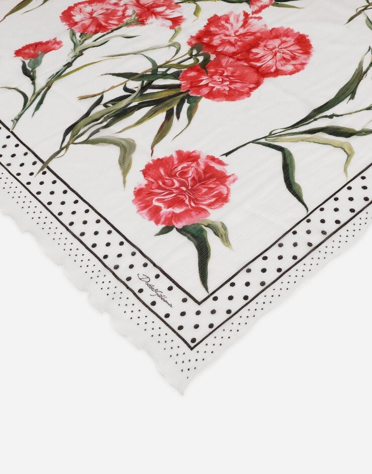 Carnation-print silk scarf (120 x 200) - 2