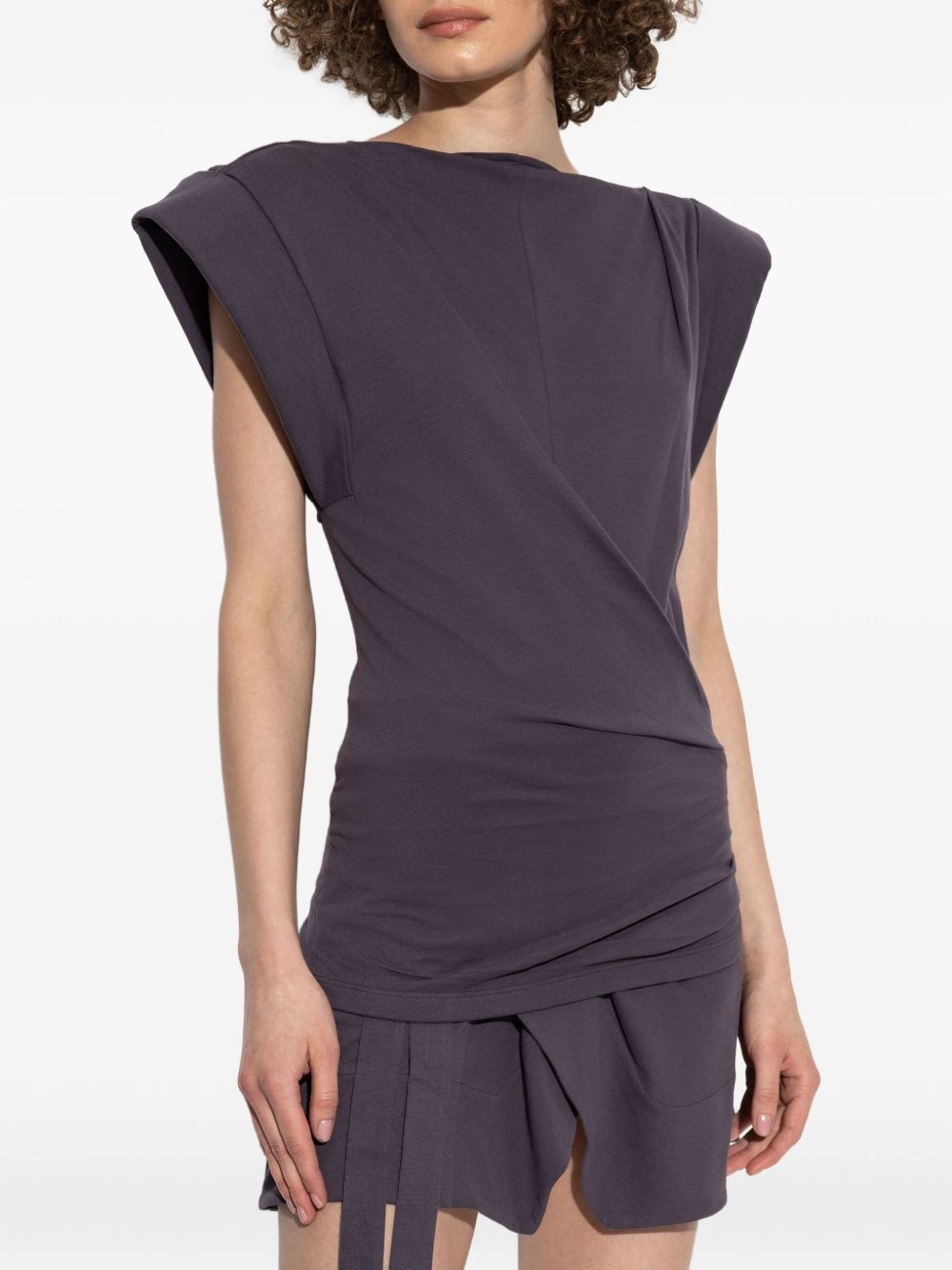 draped-shoulder cotton t-shirt - 3