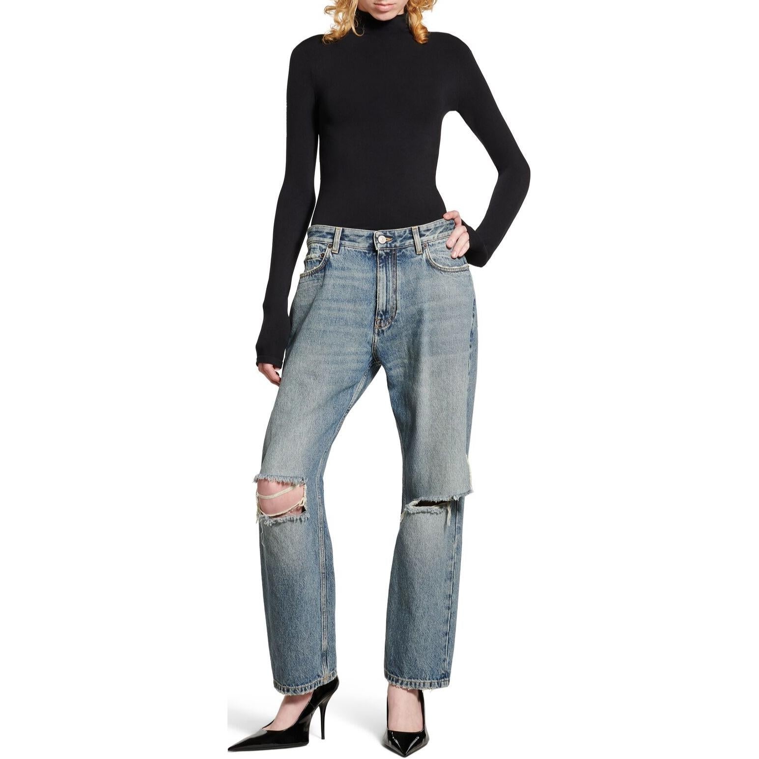 Balenciaga Distressed Straight-Leg Jeans 'Blue' 745149THW254245 - 3