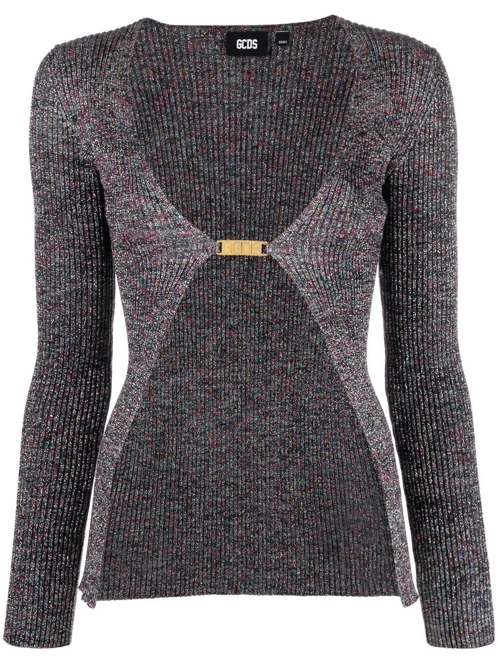 glittered V-neck cardigan - 1