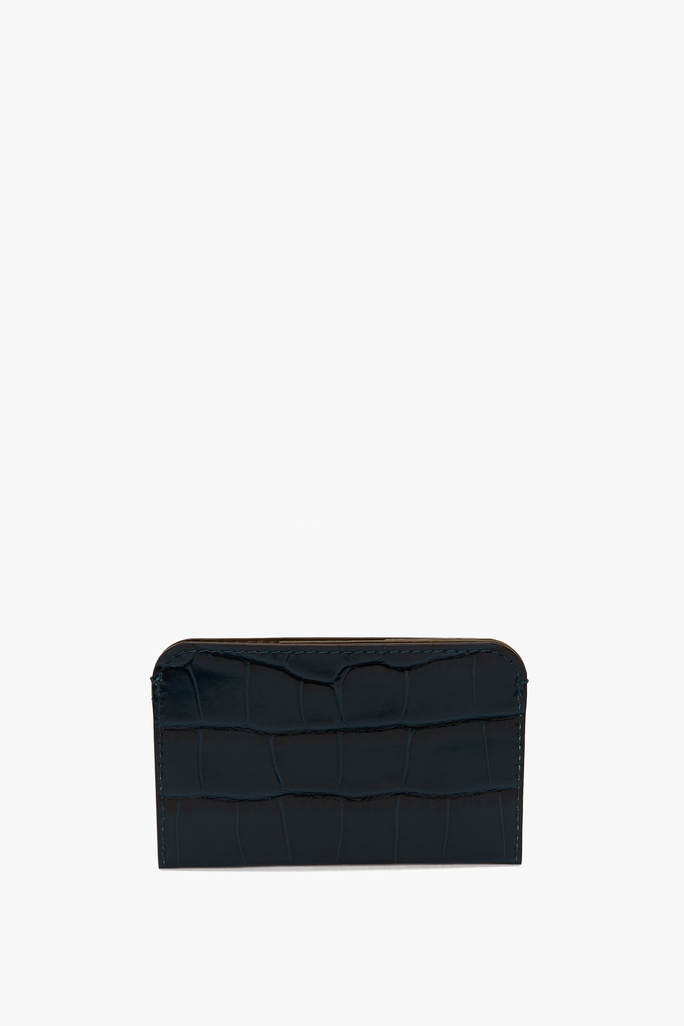 Envelope Card Holder In Midnight Blue Croc Embossed Leather - 3