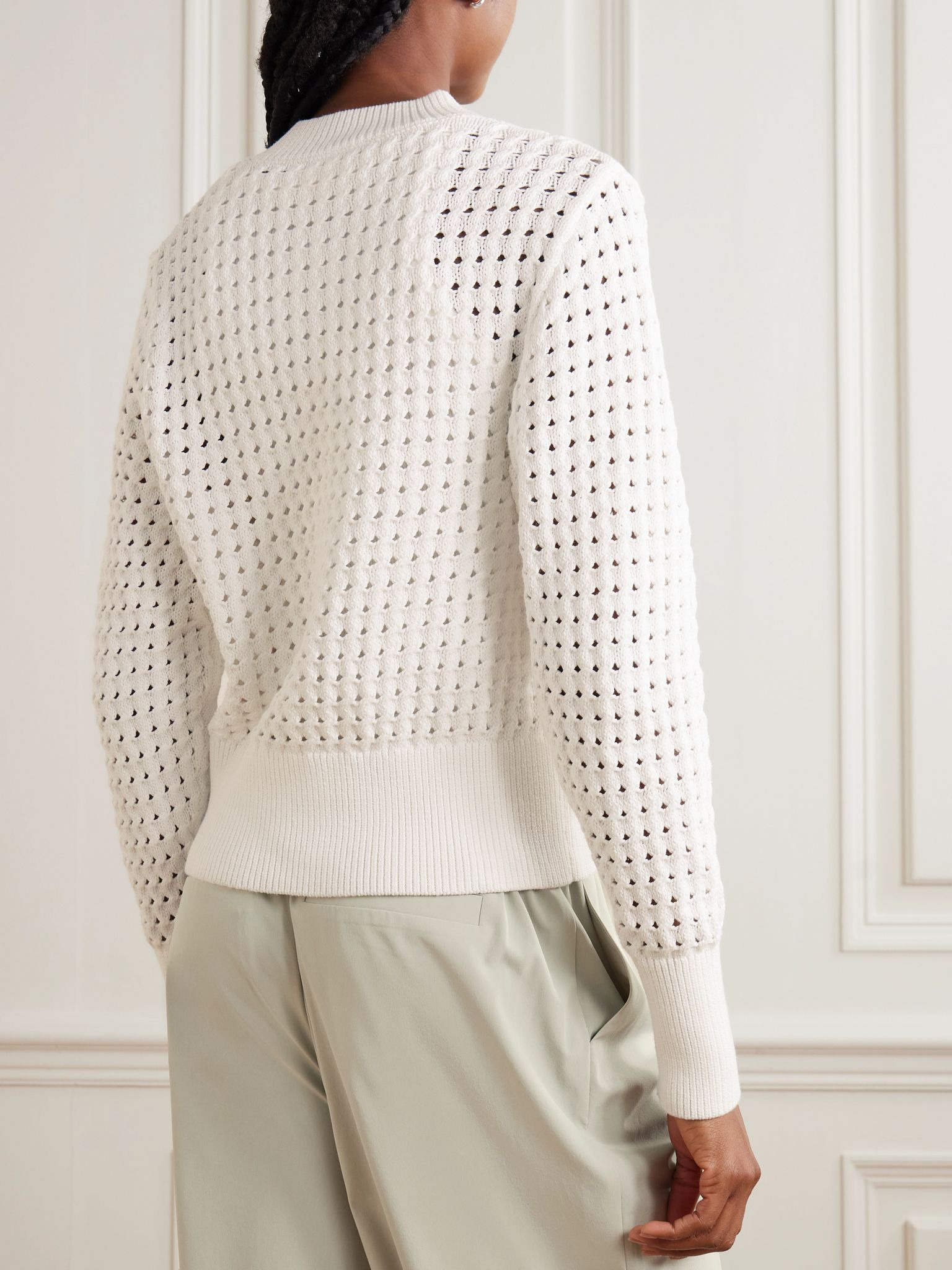 Bettina open-knit cotton-blend cardigan White - 4