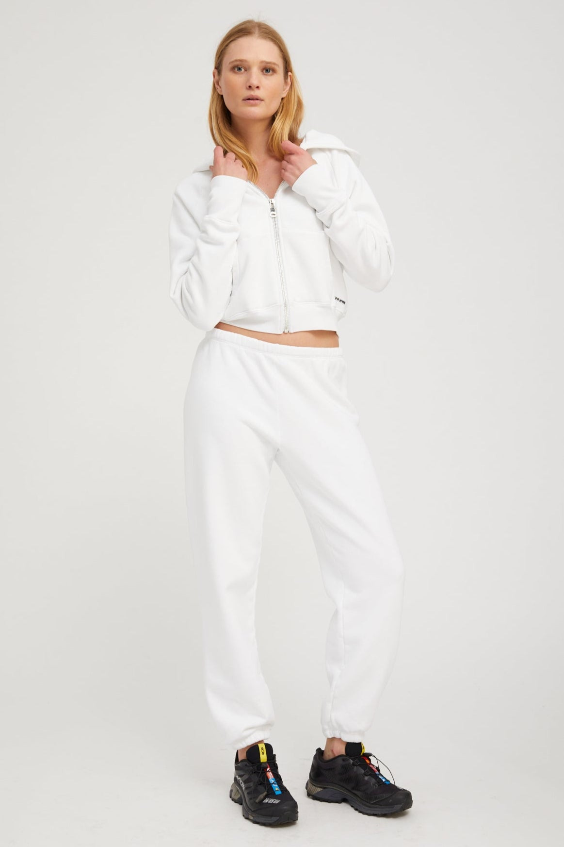 WHITE COTTON MINI LOGO SWEATPANTS - 2