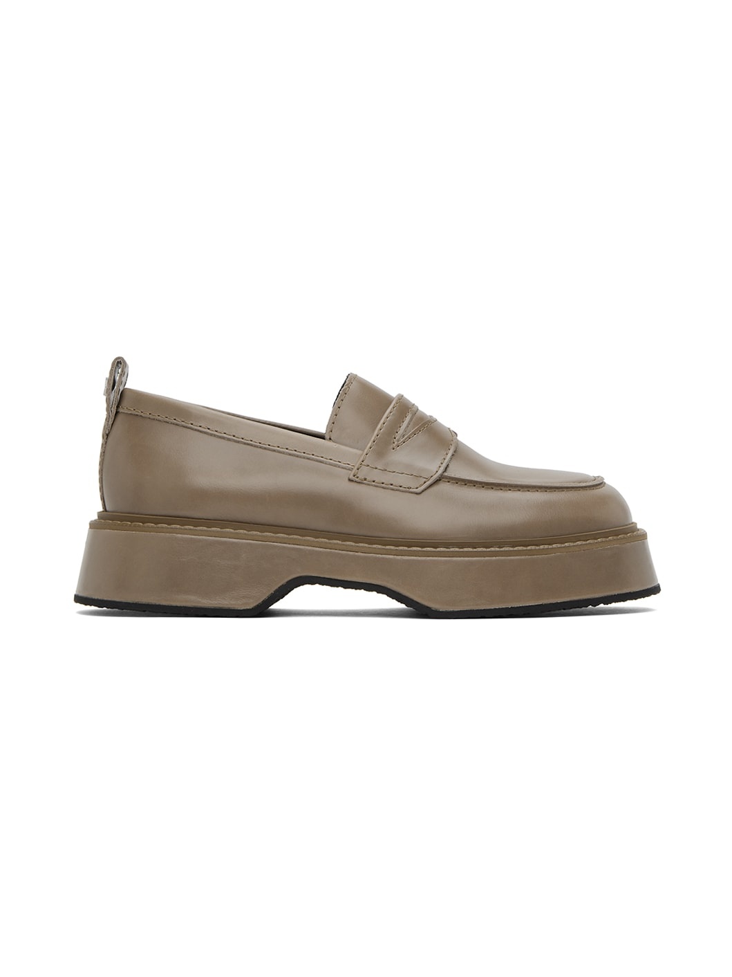 Brown Square Toe Loafers - 1