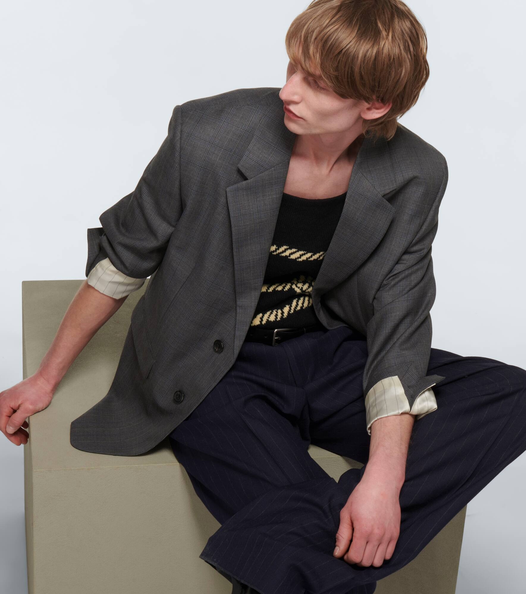 Pinstriped wool pants - 8