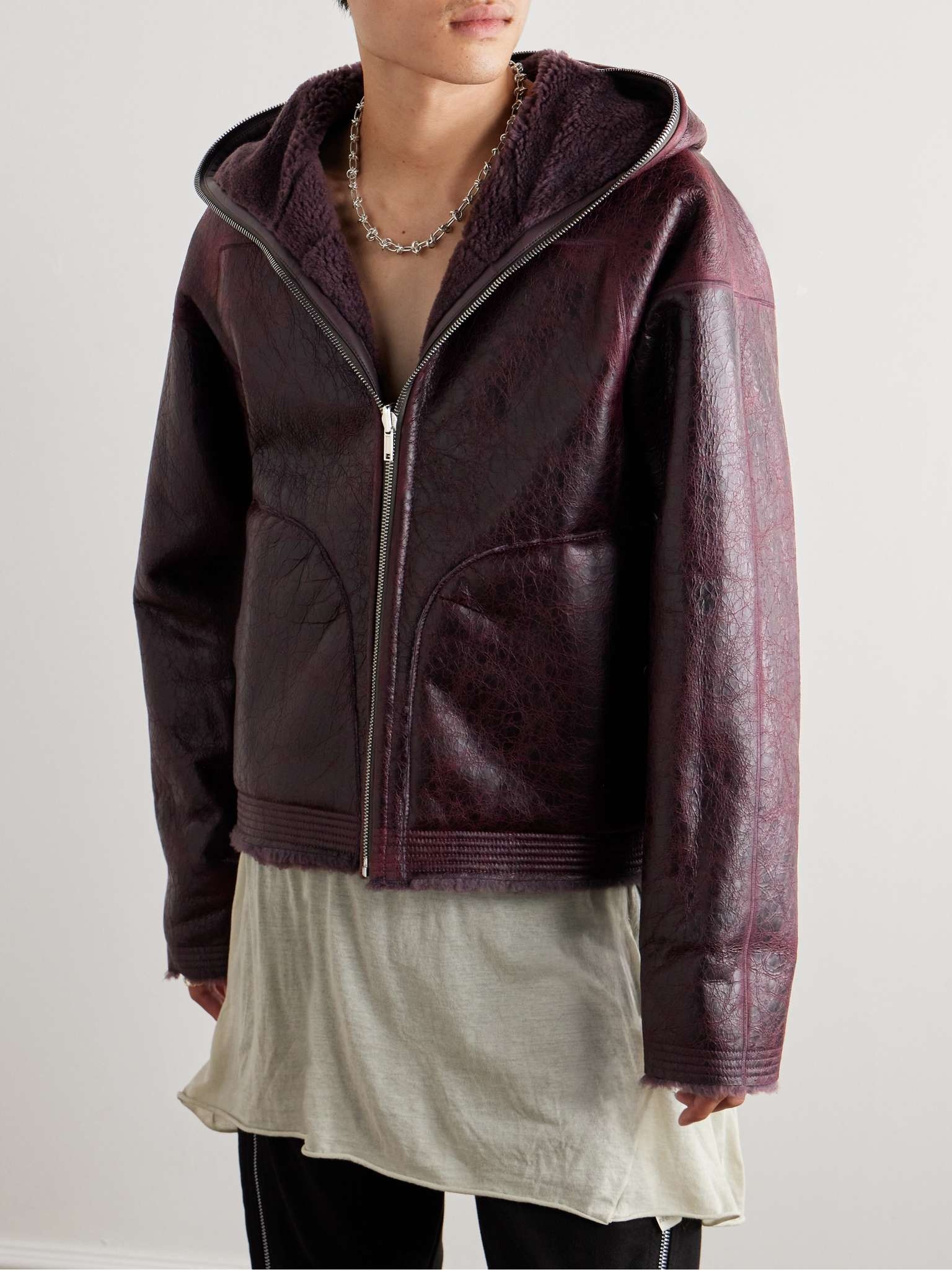 Rick Owens Reversible Shearling Hooded Jacket | REVERSIBLE