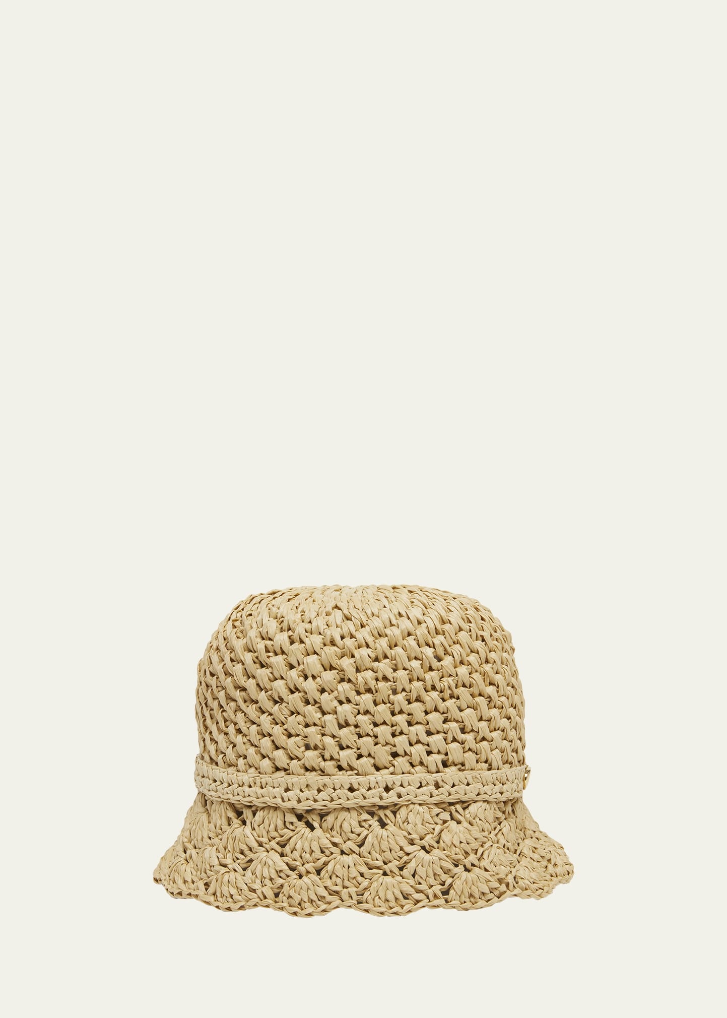 Valentino Garden Crochet Raffia Bucket Hat With V-Logo
