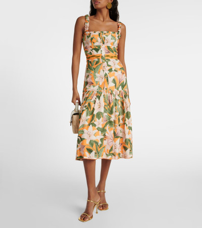 Agua by Agua Bendita Nispero floral linen midi dress outlook