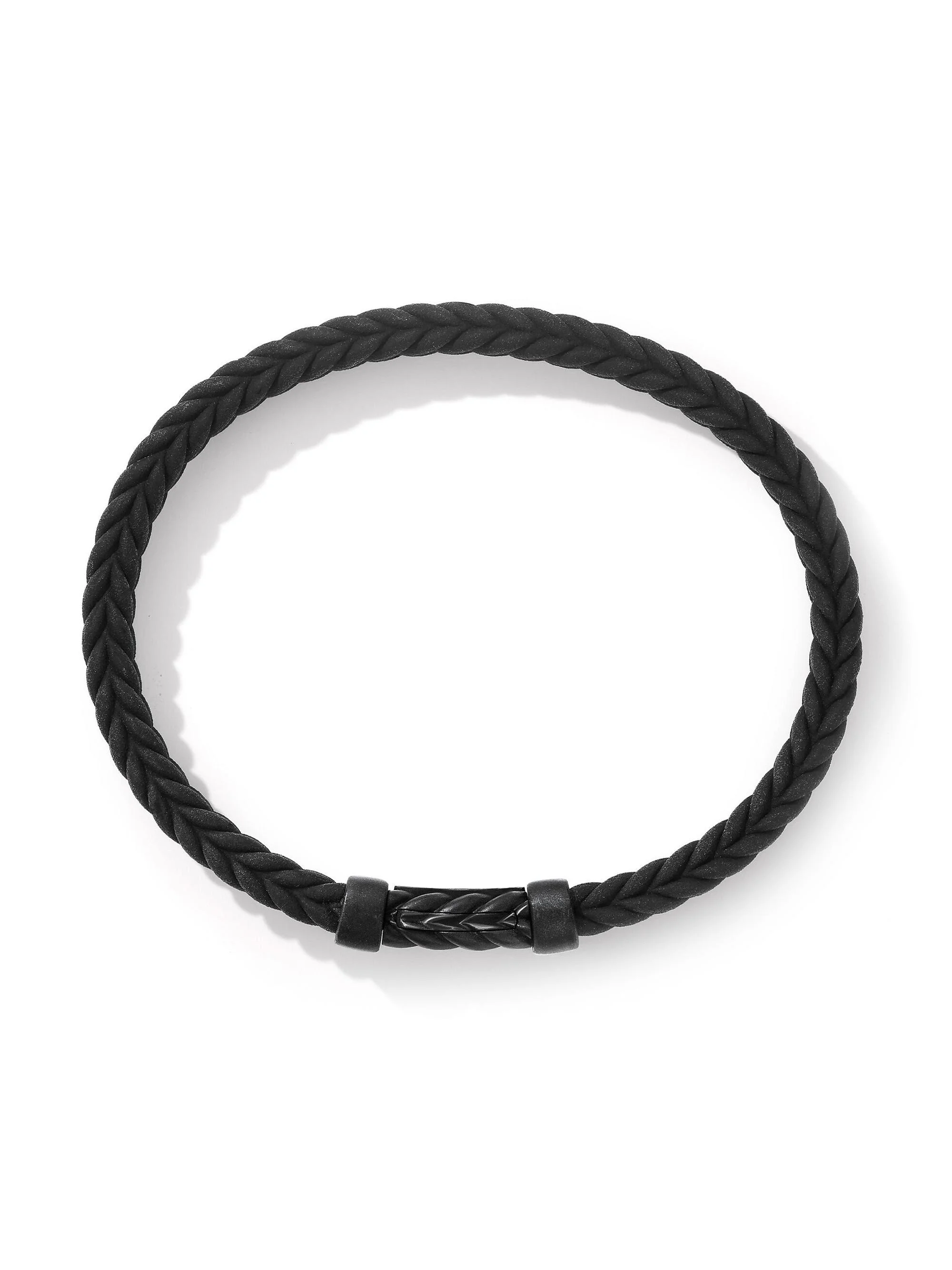 Men's Chevron Black Rubber Bracelet with Black Titanium - Black - 1