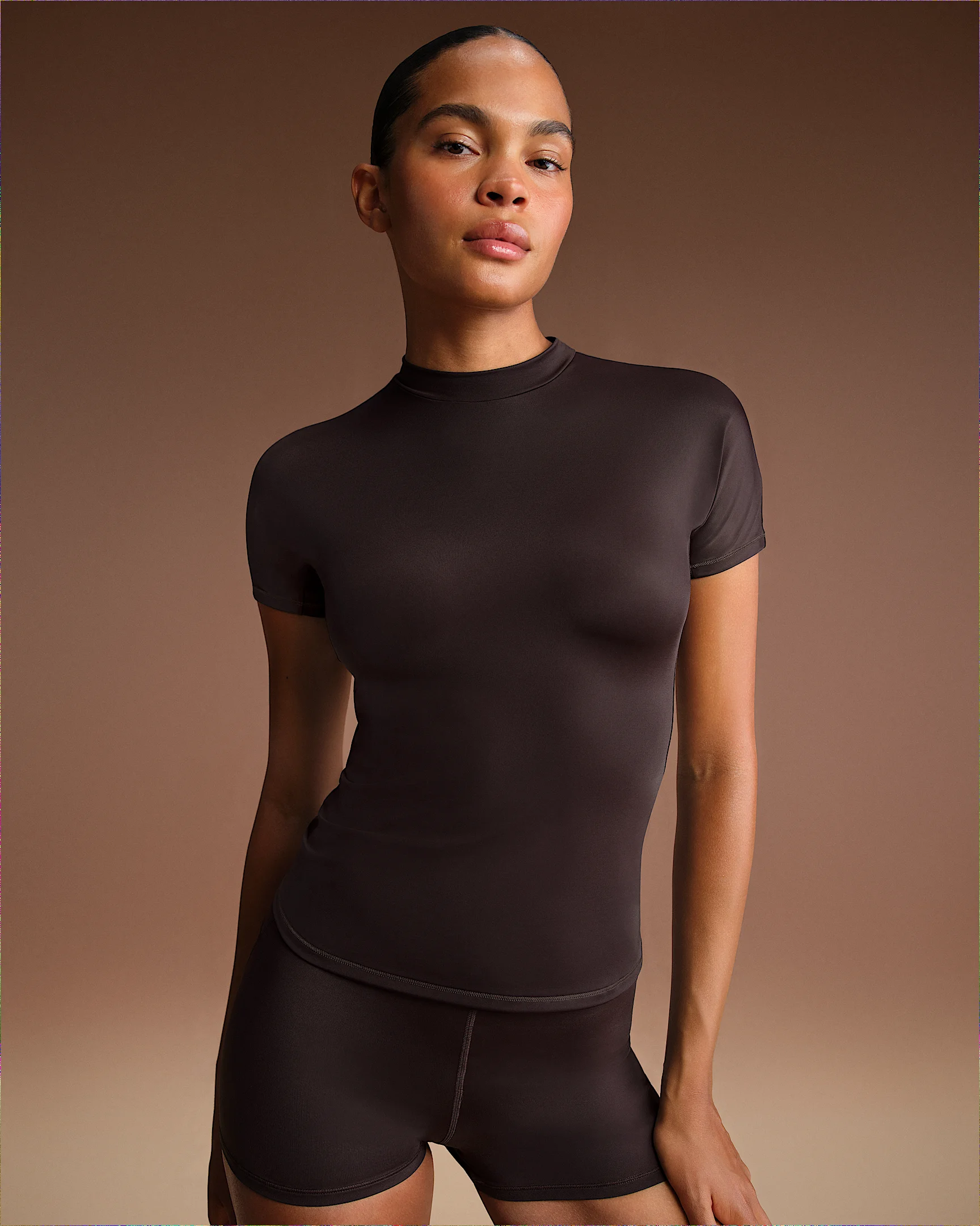 NikeSKIMS Shine Women's Mock-Neck Short-Sleeve Top - 1