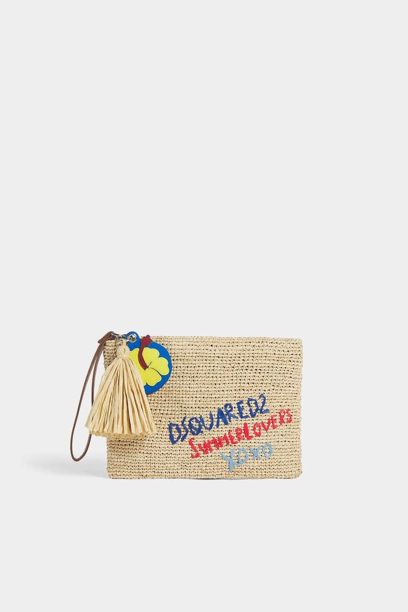 SUMMER LOVERS RAFFIA POUCH 1