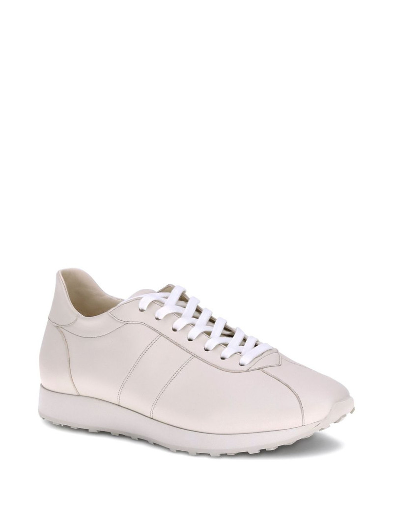 The Row leather lace-up trainers outlook